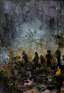 Riti Sacrificali - olio su cellulosa - 30x40 - Lucia Paese