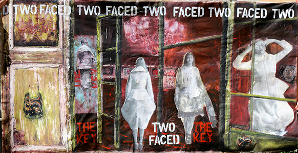 Two Faced - tecnica mista su tela - 300x160cm