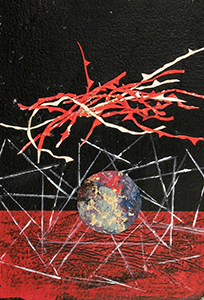 Equilibri - acrilico e foglia oro su carta cotone - 43x30cm - 100x120cm - Lucia Paese