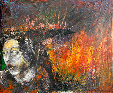 SOS Fuoco olio su tela 100x120cm - Lucia Paese